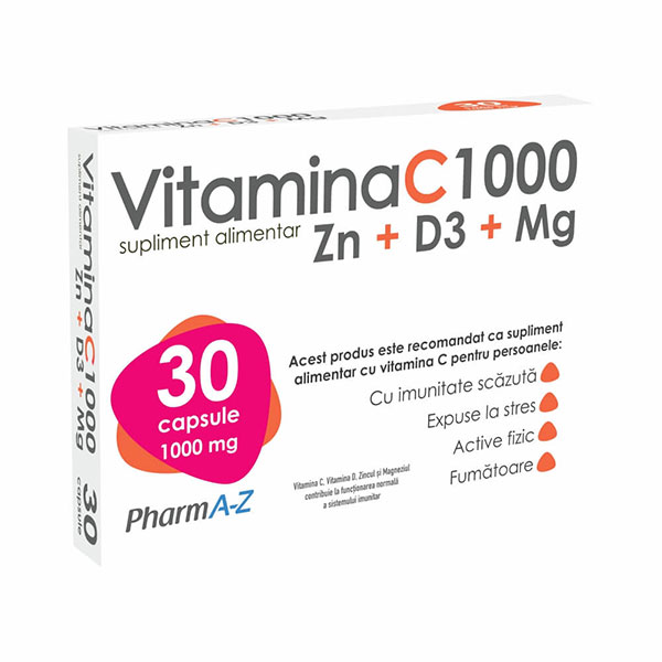 Vitamina C1000 + Zn + D3 + Mg PharmA-Z - 30 cps